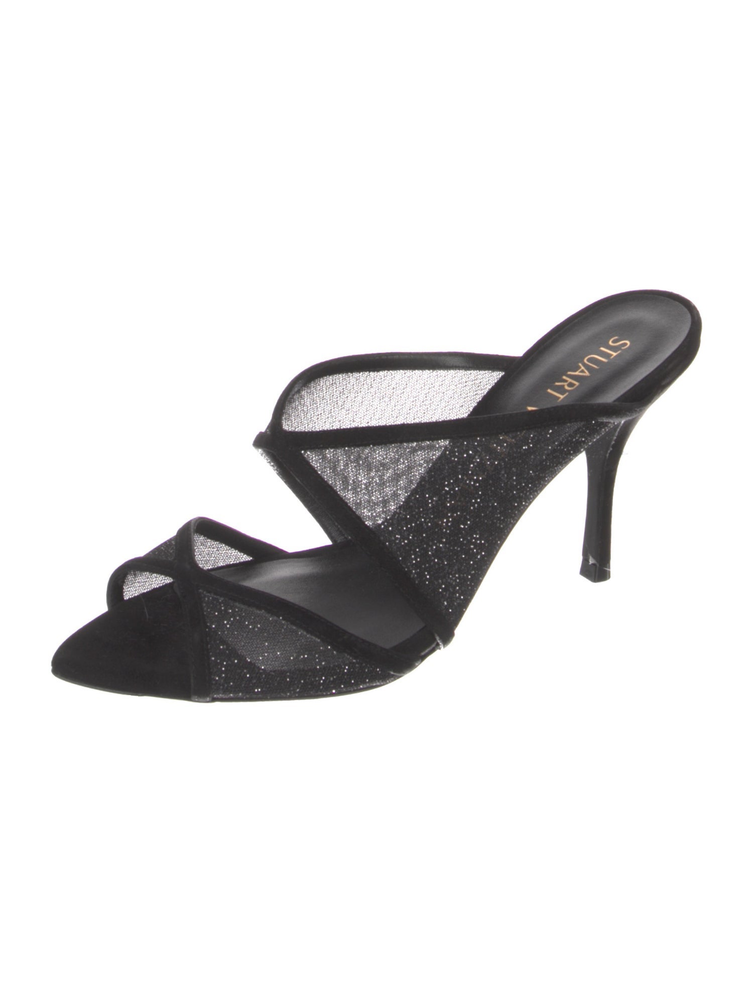 Stuart Weitzman Mesh Glitter Accents Slides
