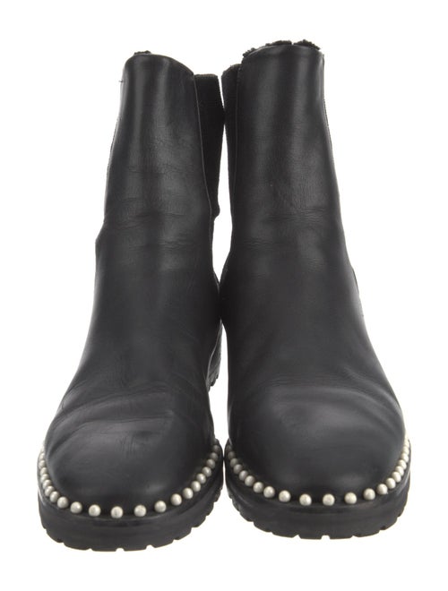 Stuart Weitzman Faux Pearl Accents Leather Chelsea Boots