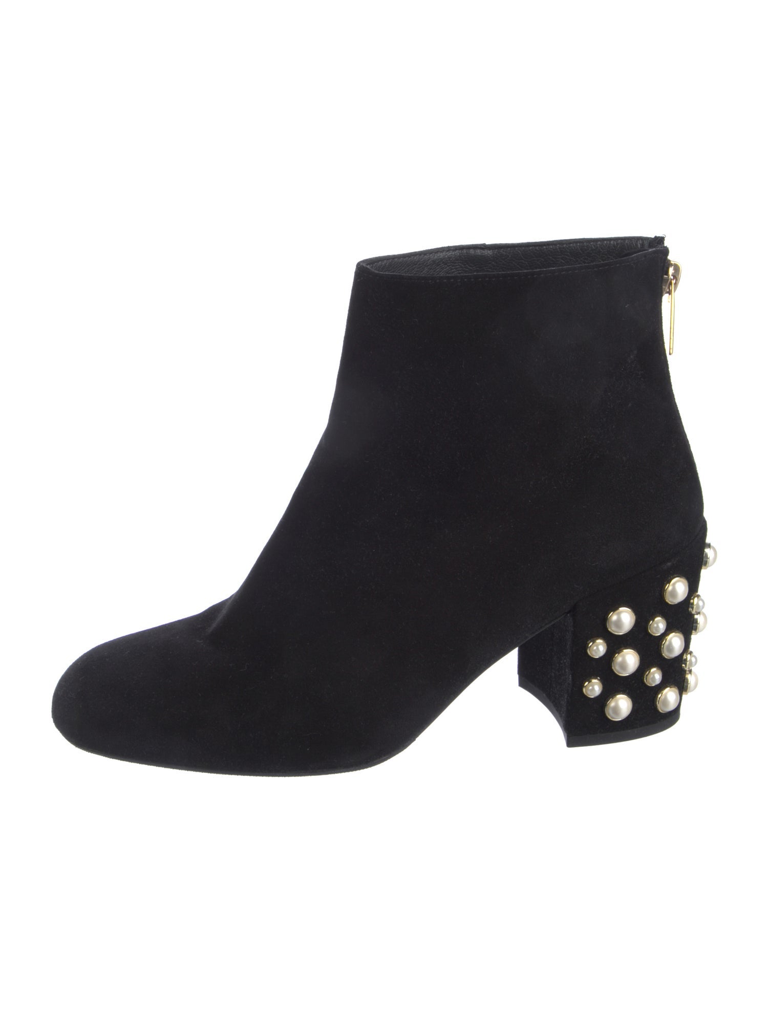Stuart Weitzman Faux Pearl Accents Suede Boots