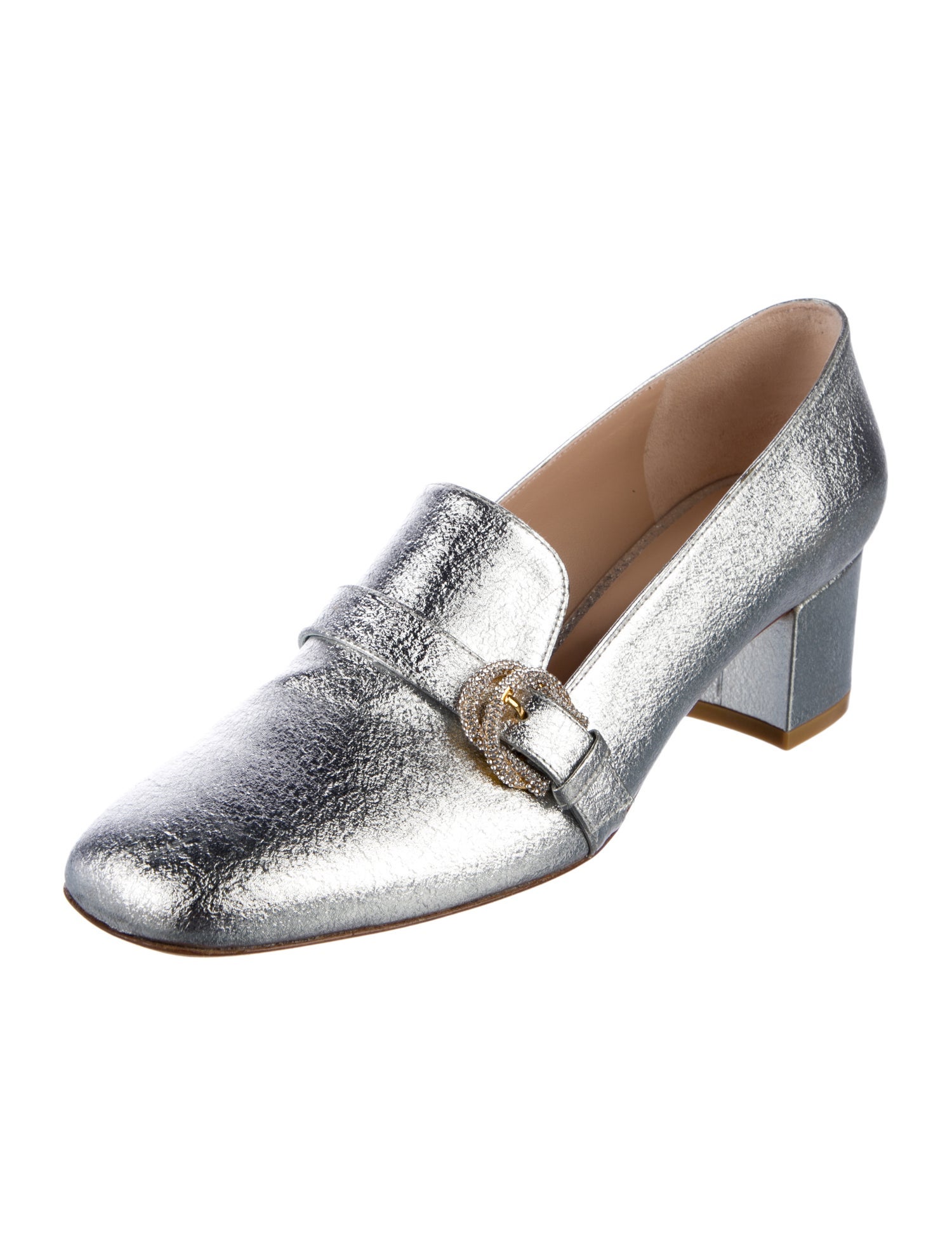 Stuart Weitzman Leather Crystal Embellishments Pumps