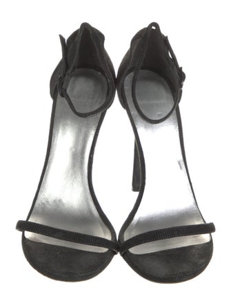 Stuart Weitzman Suede Polka Dot Print Sandals