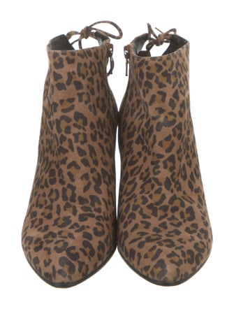 Stuart Weitzman Suede Animal Print Lace-Up Boots