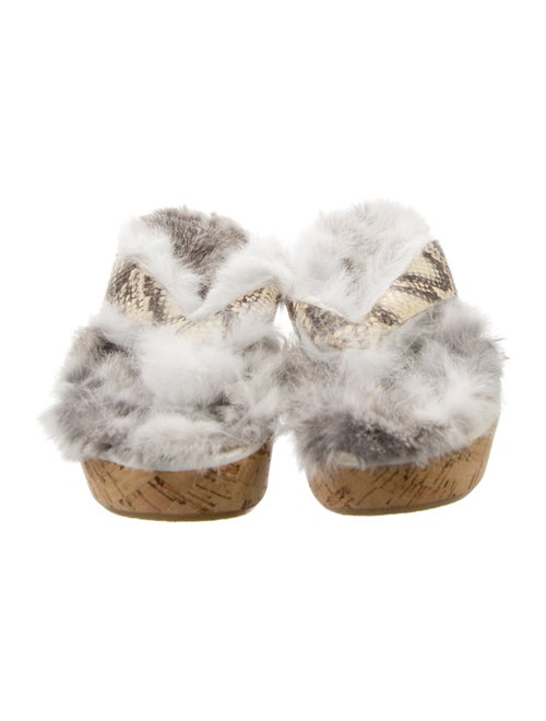 Stuart Weitzman Faux Fur Animal Print Slides