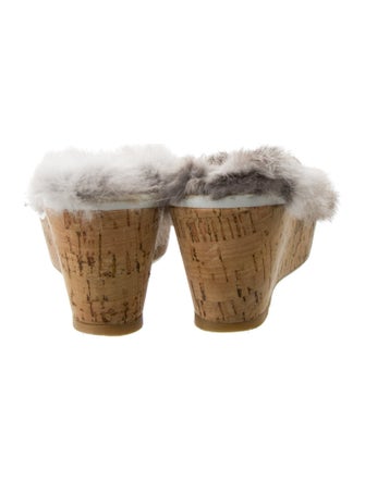 Stuart Weitzman Faux Fur Animal Print Slides