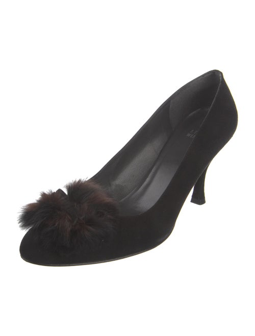 Stuart Weitzman Suede Pom-Pom Embellishments Pumps