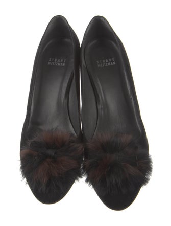 Stuart Weitzman Suede Pom-Pom Embellishments Pumps