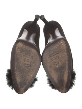 Stuart Weitzman Suede Pom-Pom Embellishments Pumps