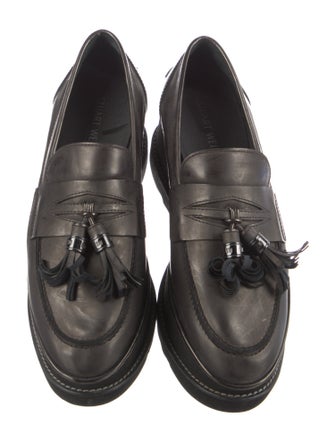 Stuart Weitzman Leather Tassel Accents Loafers