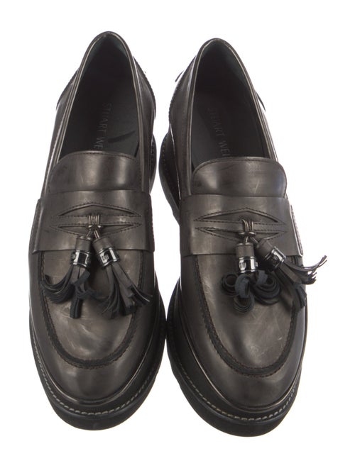 Stuart Weitzman Leather Tassel Accents Loafers