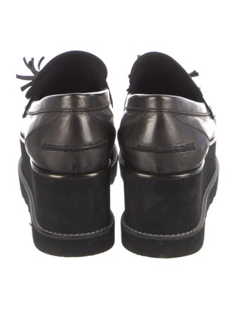 Stuart Weitzman Leather Tassel Accents Loafers