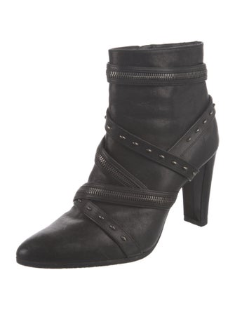 Stuart Weitzman Leather Studded Accents Lace-Up Boots