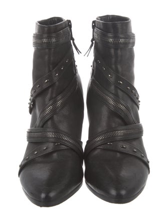 Stuart Weitzman Leather Studded Accents Lace-Up Boots