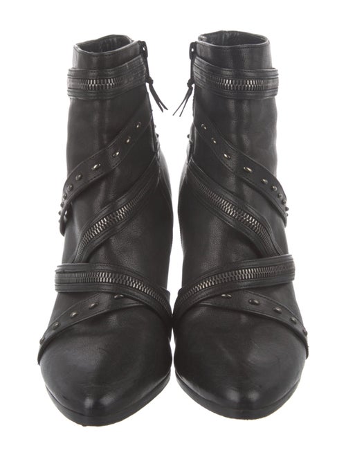 Stuart Weitzman Leather Studded Accents Lace-Up Boots