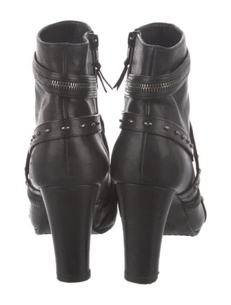 Stuart Weitzman Leather Studded Accents Lace-Up Boots