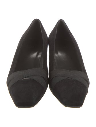 Stuart Weitzman Suede Grosgrain Trim Pumps