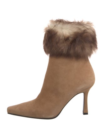 Stuart Weitzman Suede Fur Trim Boots