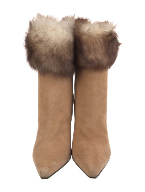 Stuart Weitzman Suede Fur Trim Boots