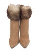 Stuart Weitzman Suede Fur Trim Boots