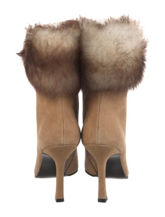 Stuart Weitzman Suede Fur Trim Boots