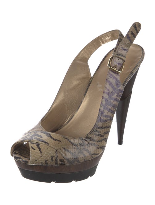 Stuart Weitzman Patent Leather Animal Print Slingback Sandals