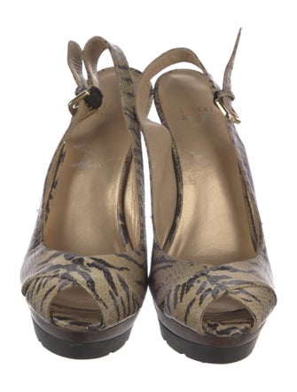 Stuart Weitzman Patent Leather Animal Print Slingback Sandals