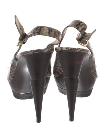 Stuart Weitzman Patent Leather Animal Print Slingback Sandals