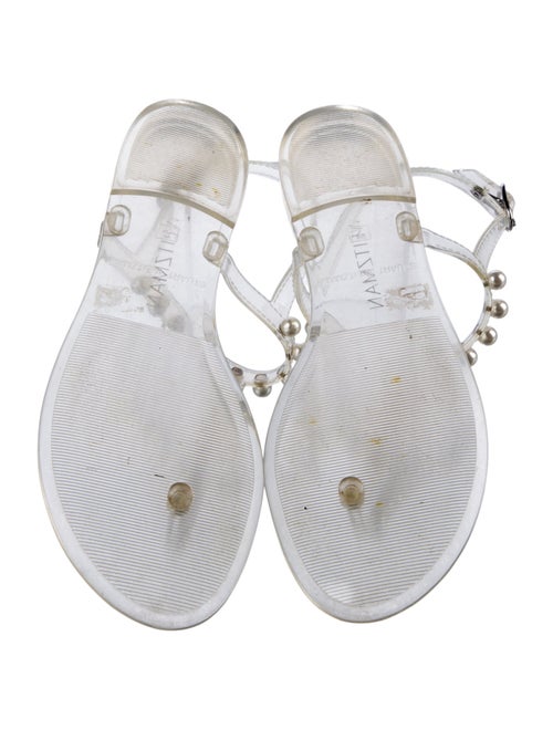 Stuart Weitzman Faux Pearl Accents Rubber T-Strap Sandals