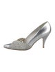 Stuart Weitzman Leather Crystal Embellishments Slingback Pumps