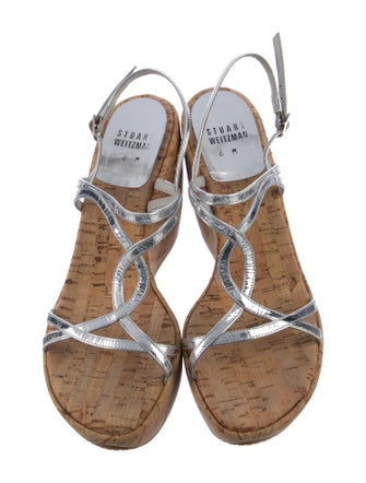 Stuart Weitzman Leather T-Strap Sandals