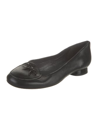 Stuart Weitzman Leather Bow Accents Flats