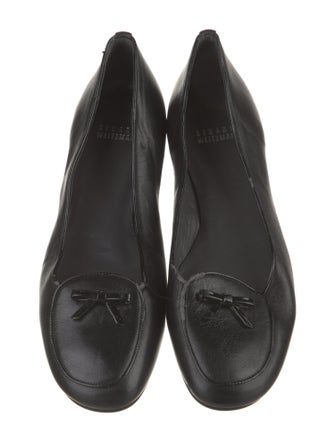 Stuart Weitzman Leather Bow Accents Flats