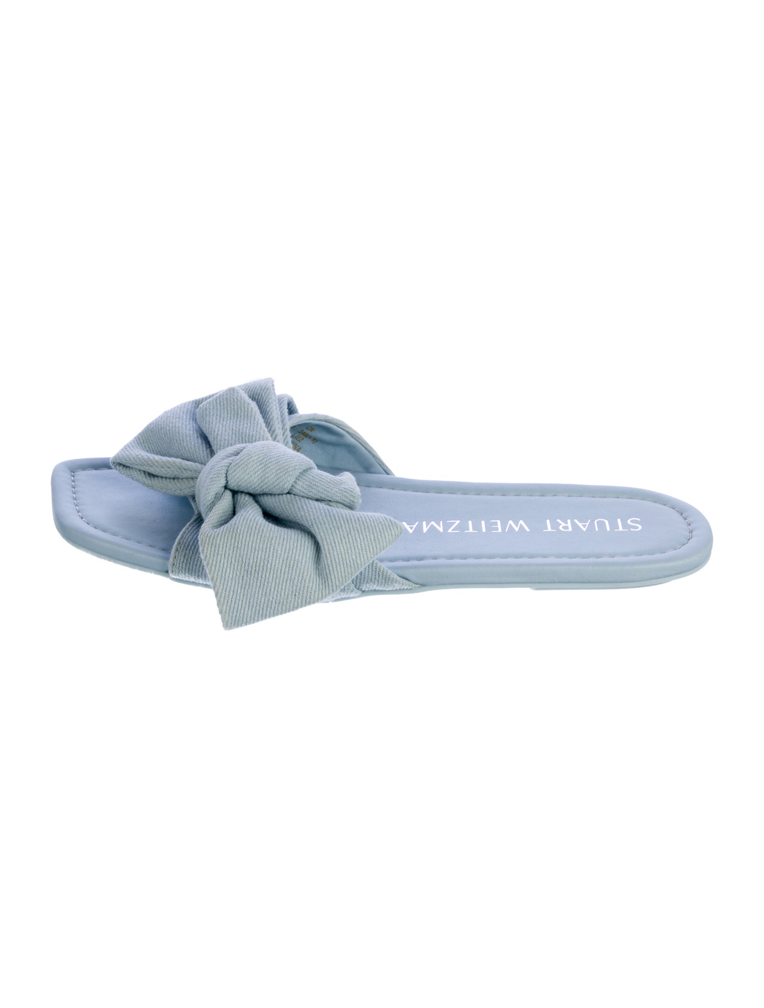 Stuart Weitzman Canvas Bow Accents Slides