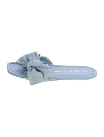 Stuart Weitzman Canvas Bow Accents Slides