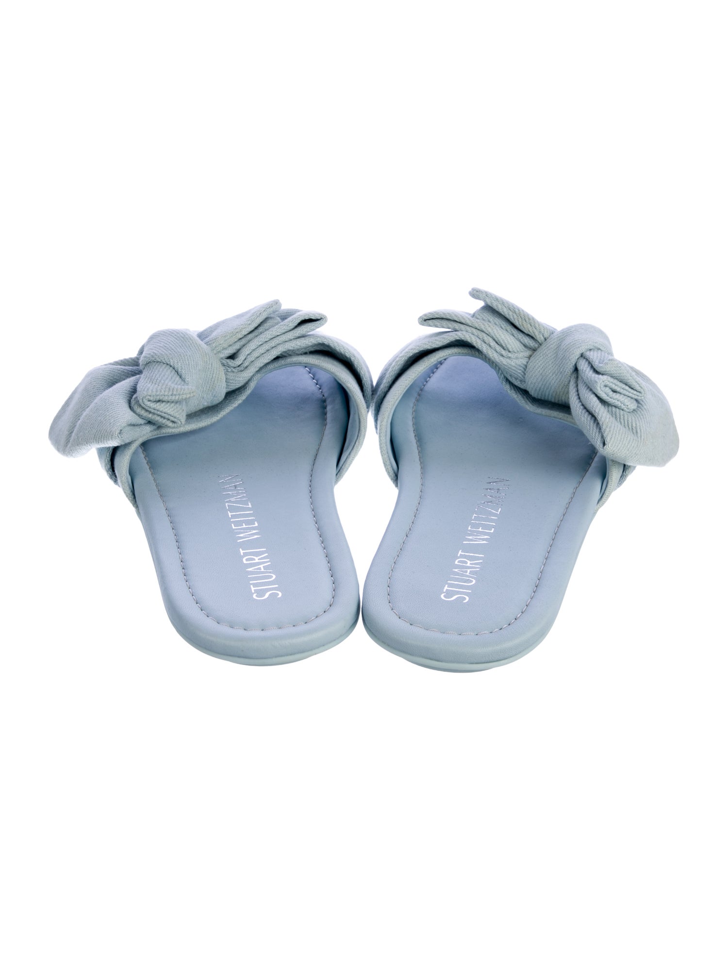 Stuart Weitzman Canvas Bow Accents Slides