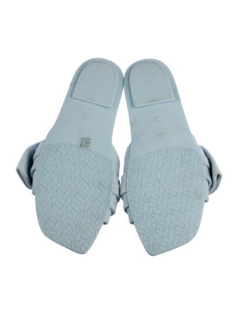 Stuart Weitzman Canvas Bow Accents Slides