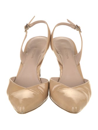 Stuart Weitzman Patent Leather Crystal Embellishments Slingback Sandals