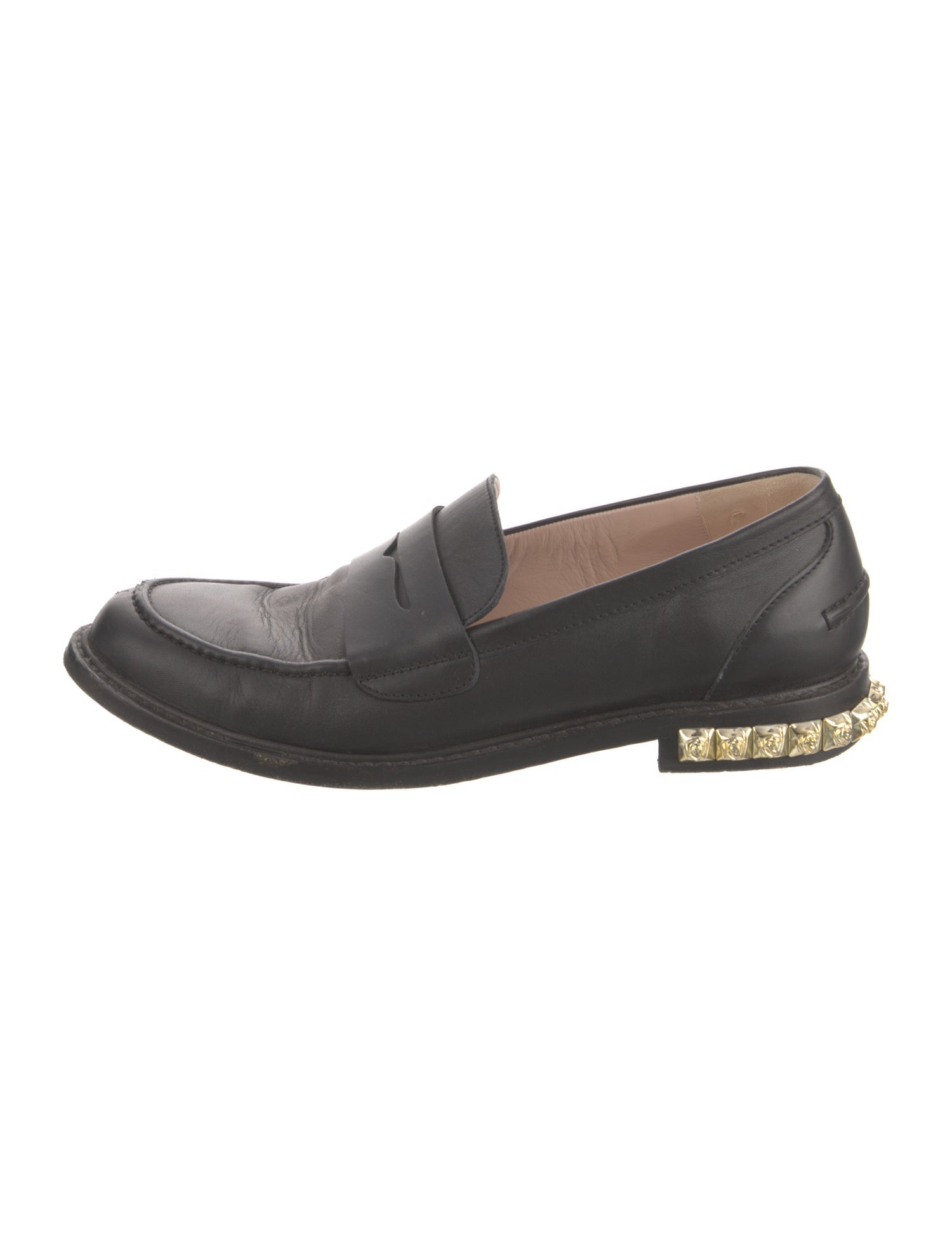 Stuart Weitzman Leather Studded Accents Loafers
