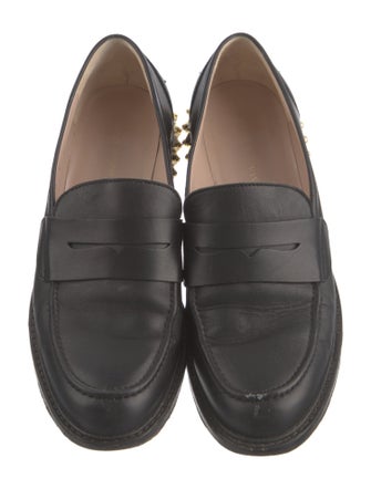 Stuart Weitzman Leather Studded Accents Loafers