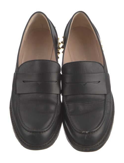 Stuart Weitzman Leather Studded Accents Loafers