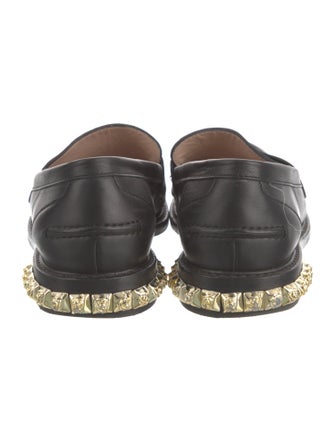 Stuart Weitzman Leather Studded Accents Loafers
