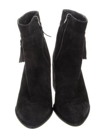 Stuart Weitzman Suede Fringe Trim Accent Boots