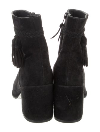 Stuart Weitzman Suede Fringe Trim Accent Boots