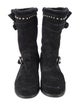 Stuart Weitzman Suede Studded Accents Moto Boots
