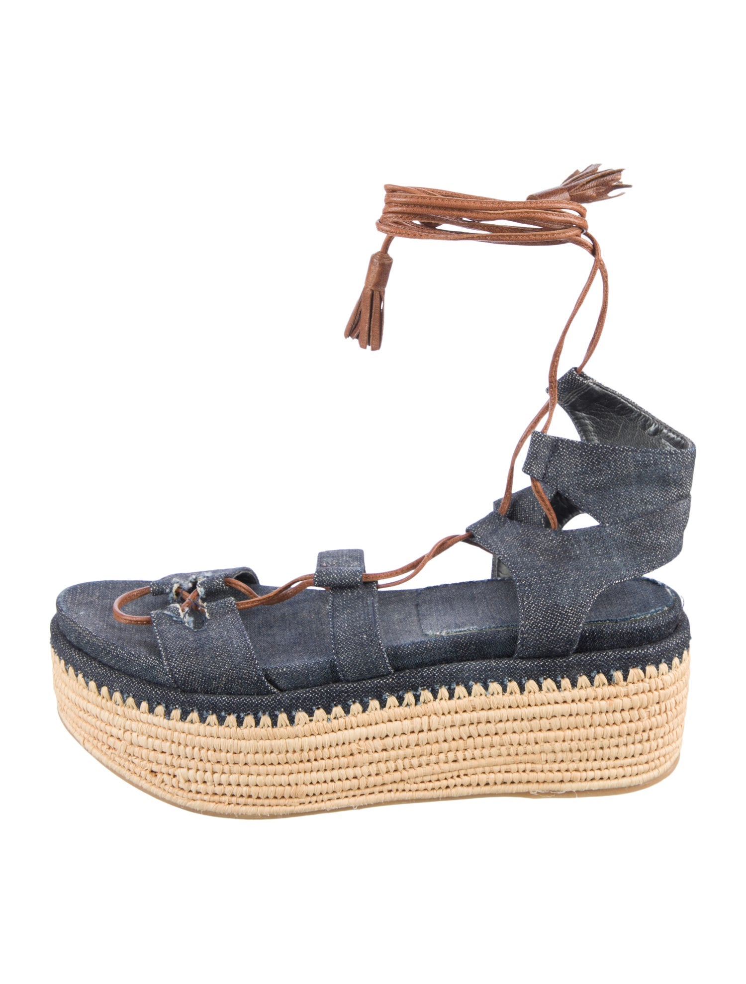 Stuart Weitzman Denim Tassel Accents Espadrilles