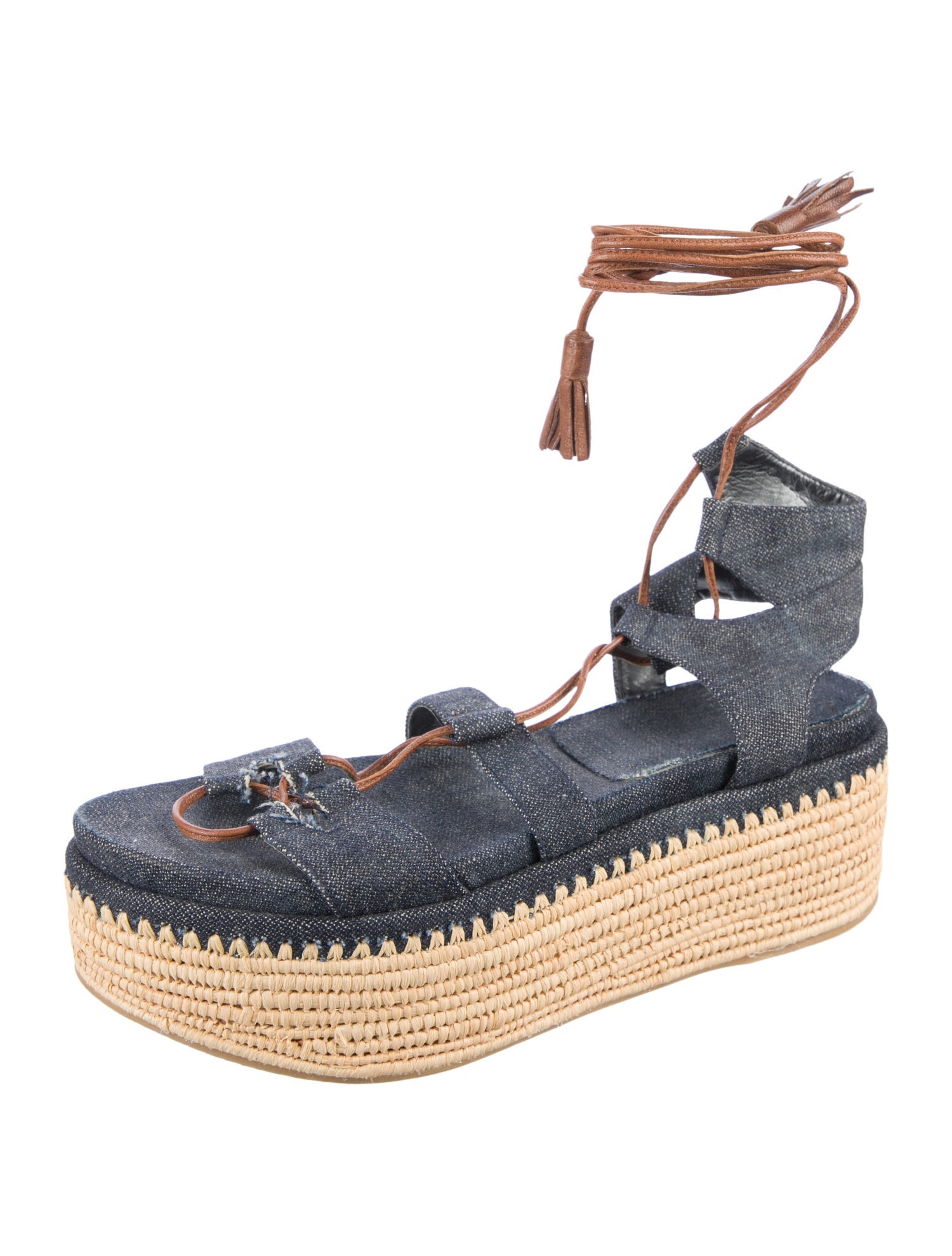 Stuart Weitzman Denim Tassel Accents Espadrilles