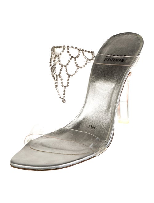 Stuart Weitzman PVC Crystal Embellishments Sandals