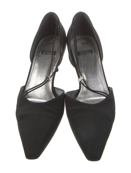 Stuart Weitzman Satin Crystal Embellishments T-Strap Pumps