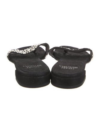 Stuart Weitzman Suede Crystal Embellishments Slides