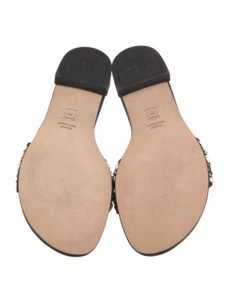Stuart Weitzman Suede Crystal Embellishments Slides