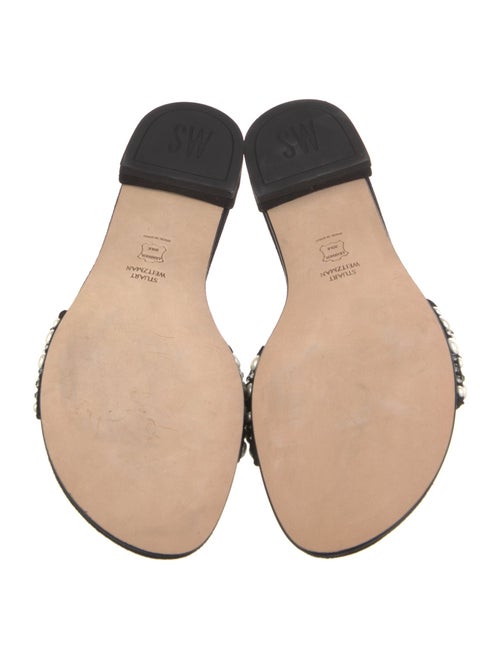 Stuart Weitzman Suede Crystal Embellishments Slides